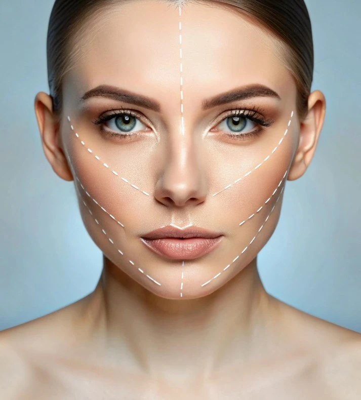 Woman with PDO Thread Lift Treatment Markings in Woodmere, Ohio | EG Aesthetics